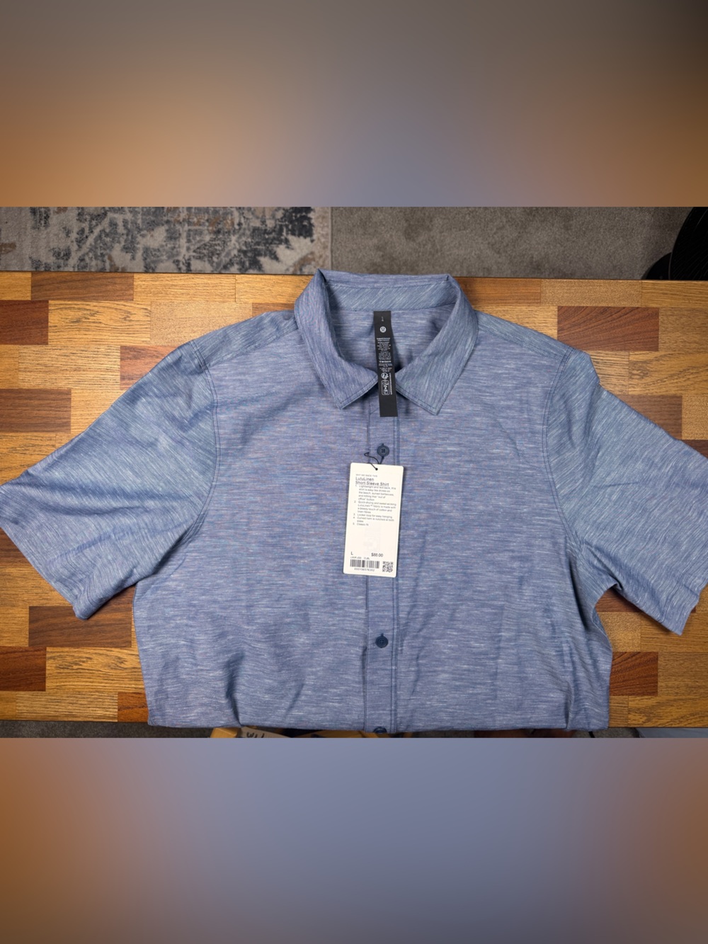 NWT lululemon athletica Men's Heathered Light Blue casual button down